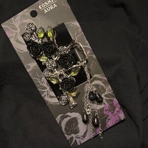 Cosmic Aura Black and Silver Hair Clip